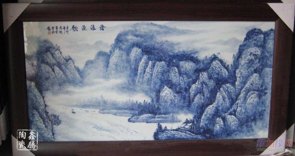 手绘青花瓷板画 釉上粉彩瓷板画 景德镇陶瓷