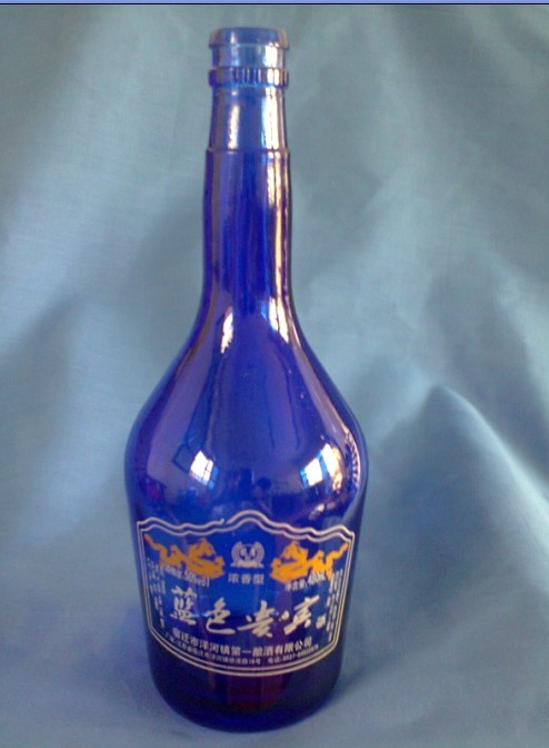蓝色贵宾酒瓶烤花 工艺酒瓶烤花 烤花酒瓶 酒瓶烤漆 烤花加工