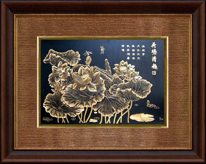 金之幻金雕画礼品:荷塘清趣