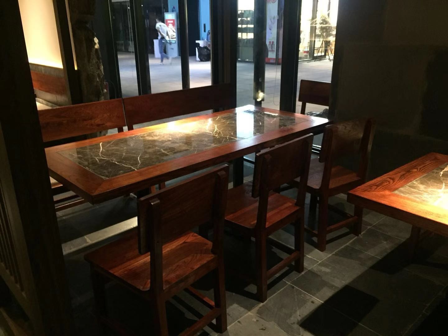 中餐厅酒楼餐桌椅中式大理石餐桌款式价格宜尚家具供应