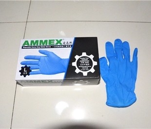 AMMEX爱马斯一次性丁腈手套无粉指尖麻正品